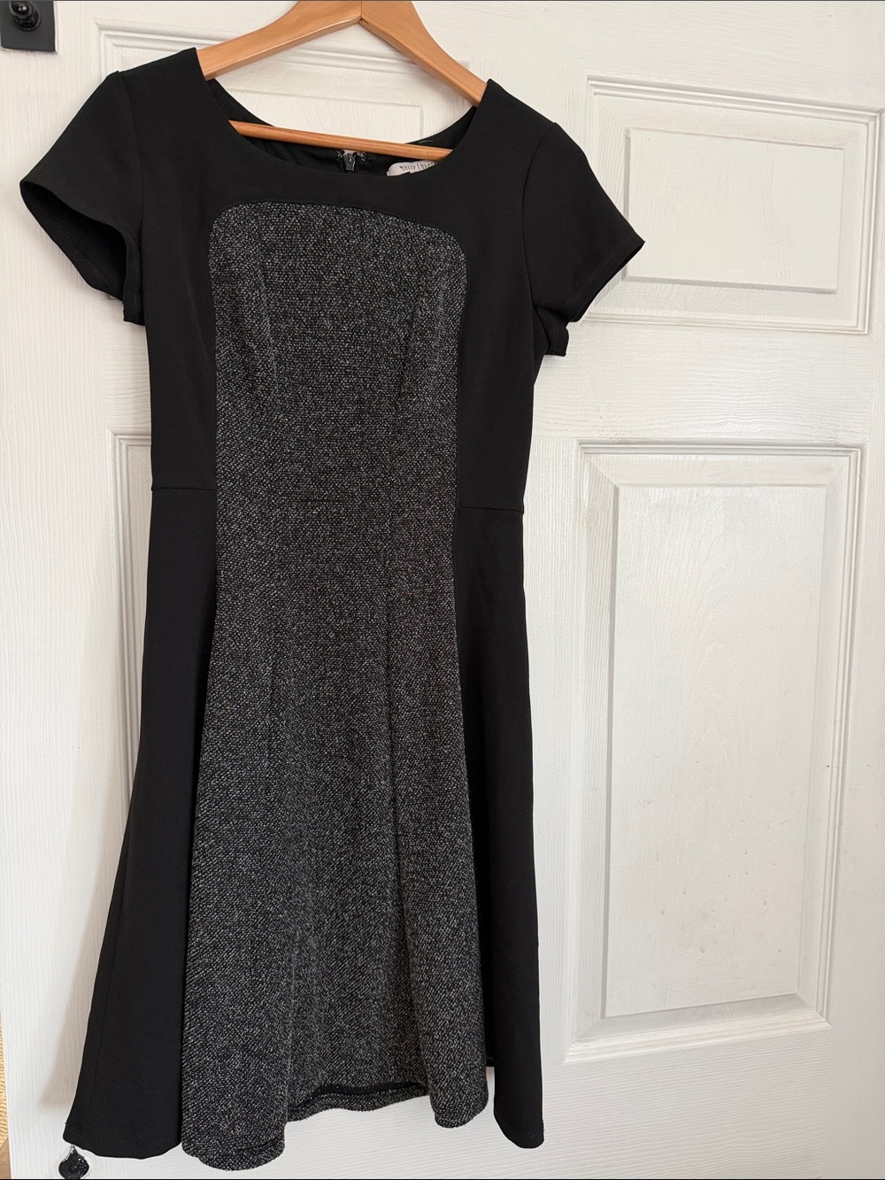 White House Black Market Black Dress with Gray Charcoal Center